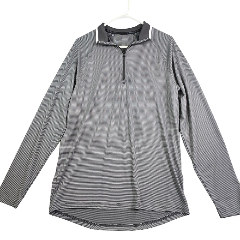 Under Armour Golf Loose 1/4 Zip Jacket Men's Medium Gray Striped Lightweight